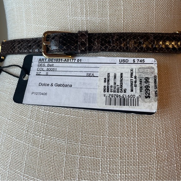 Dolce & Gabbana Brown Leather orange brown Crystal Chain Belt - Picture 6 of 8
